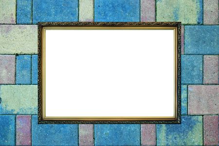 old russian style vintage elegant frame on concrte tiles