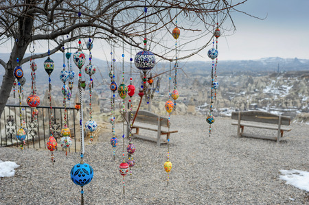 Ceramic balls hanged on tree in Cappadocia Turkeyの写真素材