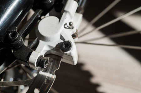 Close-up of a spoke wheel. Macro photo. Part of the bikeの写真素材