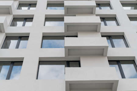 Facade of a modern building with balconies.の写真素材