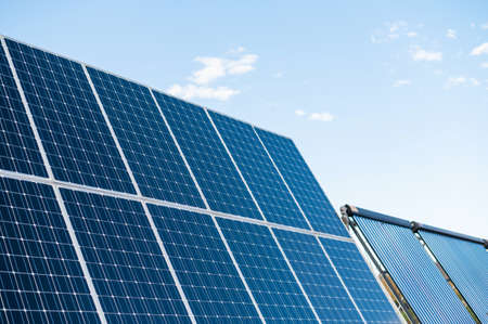 Solar panels. Environmental protection concept. Alternative energy source