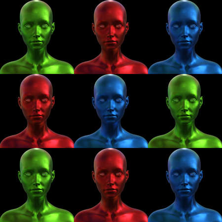 3d illustration of a bald woman on a black background