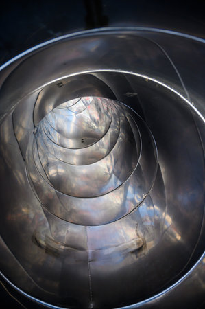 Steel spiral inside view. No people. Texture