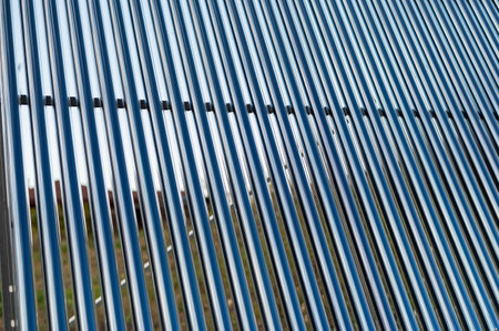 Close-up of a solar water heating system