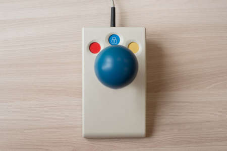 Close-up of a specialized computer mouse for people with cerebral palsy.の写真素材