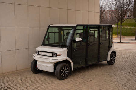 Electric vehicle for public park attendants. Electric car.