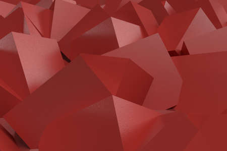 Wallpaper. Red abstract polyhedra. 3d texture. Background.
