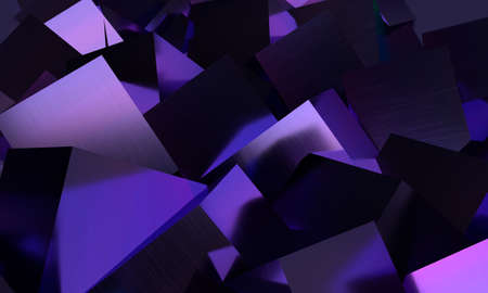 Wallpaper. Purple abstract polyhedrons. 3d texture. Background.の写真素材