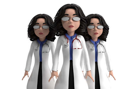 3d illustration. Three female doctors on a white background.の写真素材