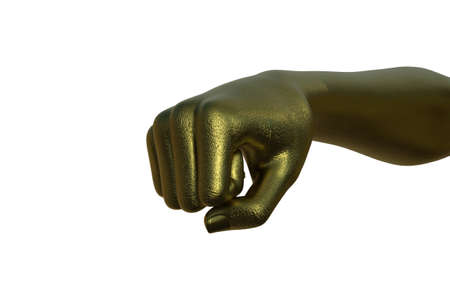 3d illustration. Close-up of a female golden fist.の写真素材