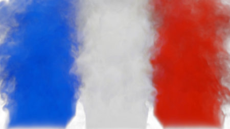 Plumes of multi-colored smoke move across a white background. Flag of the Russian Federation. 3D illustrationの写真素材