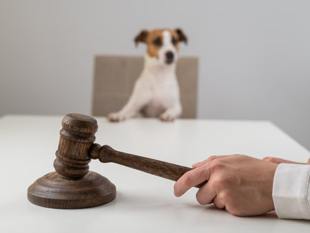 Judge Gives Verdict to Jack Russell Terrierの写真素材
