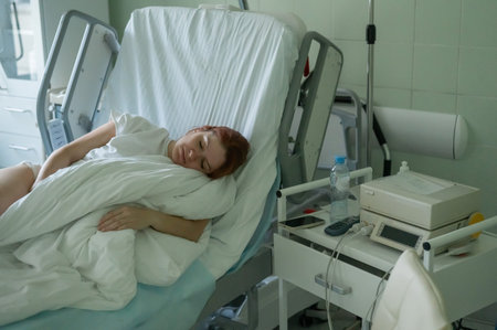 Pregnant woman in the delivery room of the maternity hospital