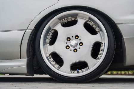 Close-Up of Custom Car Wheel and Tire Excellence