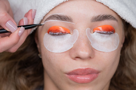 The process of professional lamination and dyeing of eyelashes and eyebrows in the salon