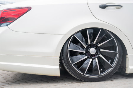 Close-Up of Custom Car Wheel and Tire Excellence