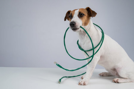 Jack Russell Terrier Dog Chewing Wire