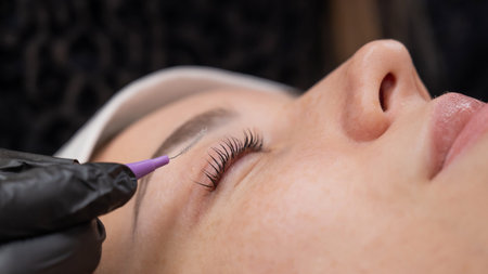 Professional Eyelash Extension Application Process in Salon
