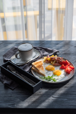 Fried eggs served in a cafe