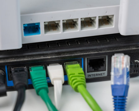 Colorful Ethernet Cables Connected to a Router