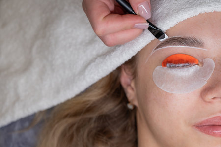 The process of professional lamination and dyeing of eyelashes and eyebrows in the salon