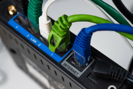 Colorful Ethernet Cables Connected to a Router