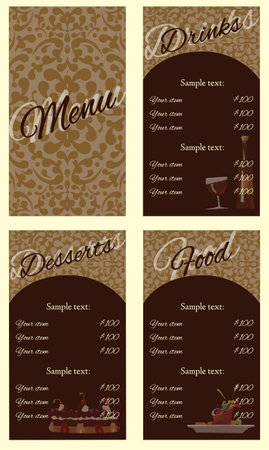 Ornate menu background restorant broun cafe styleのイラスト素材