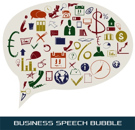 speach bubble with business items people timeのイラスト素材