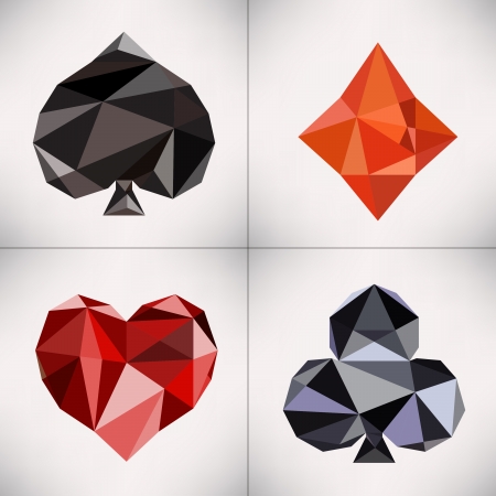 Set of diamond-style card suits simbls for designの写真素材