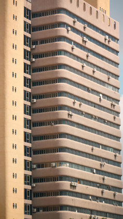 Close up of a brutalist building in Singapore
