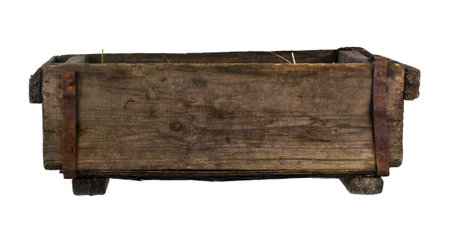 old wooden box on a white background for isolationの写真素材