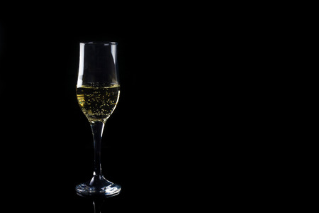 glass of champagne on a black backgroundの写真素材