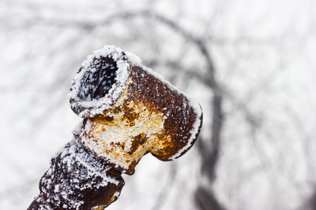 rusty pipe with salt crystalsの写真素材