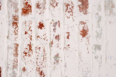 Brick Wall. Painted White. Background. Shabby Chicの写真素材