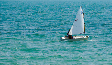 Optimist sailingの写真素材