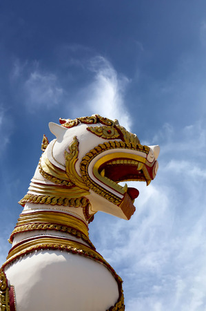 Big singha statue with blue sky backgroundの写真素材