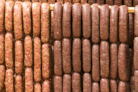 thai northeastern style sausage dry in the sun