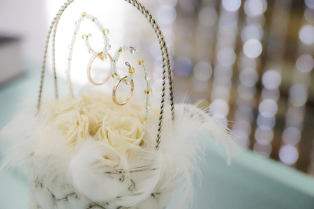 Pillow and wedding ringの写真素材