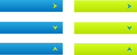 Set of six web buttons with arrow in blue and green combination with arrowのイラスト素材