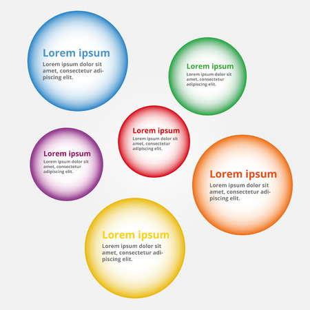 Infographics with text. Six circles for presenting or teachingのイラスト素材