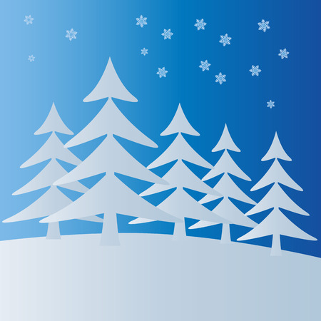 Winter landscape with snow and treesのイラスト素材