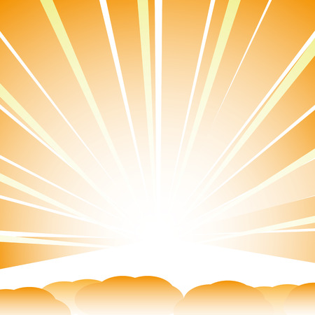 Vector drawing of bright sunshine above the cloudsのイラスト素材