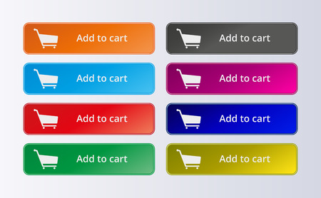 Set of commerce colorful buttons. Add to cartのイラスト素材