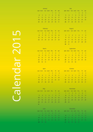 Green and yellow vector calendar 2015のイラスト素材