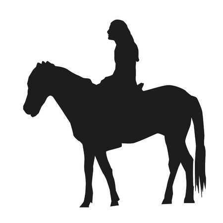 Vector isolated silhouette of a man sitting on a horseのイラスト素材