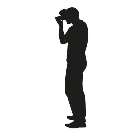 Vector silhouette of a photographer who takes picturesのイラスト素材