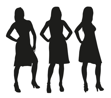 Set of three vector women charactersのイラスト素材