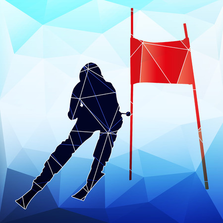 Downhill skier. Abstract vector geometric silhouette of trianglesのイラスト素材