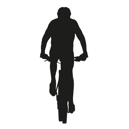 Isolated vector mountain biker silhouetteのイラスト素材