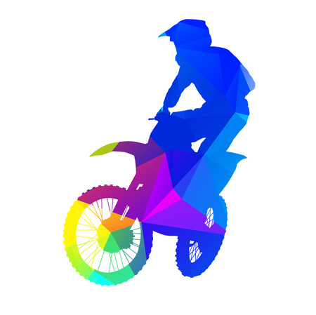 Abstract colorful motocross riderのイラスト素材